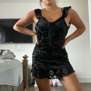 Black floral mesh dress